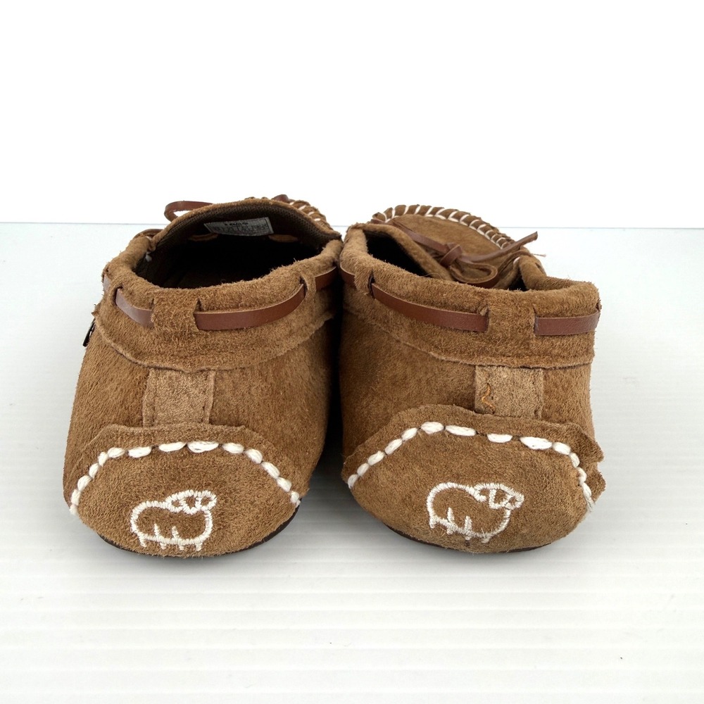 Lamo Womens Moccasin Slippers Chestnut Brown Suede Whipstitch Size 9.5 Comfort - Picture 5 of 13